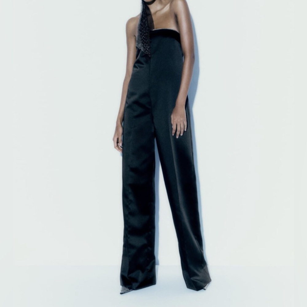 Zara Elegant Black Wide Leg Jumpsuit